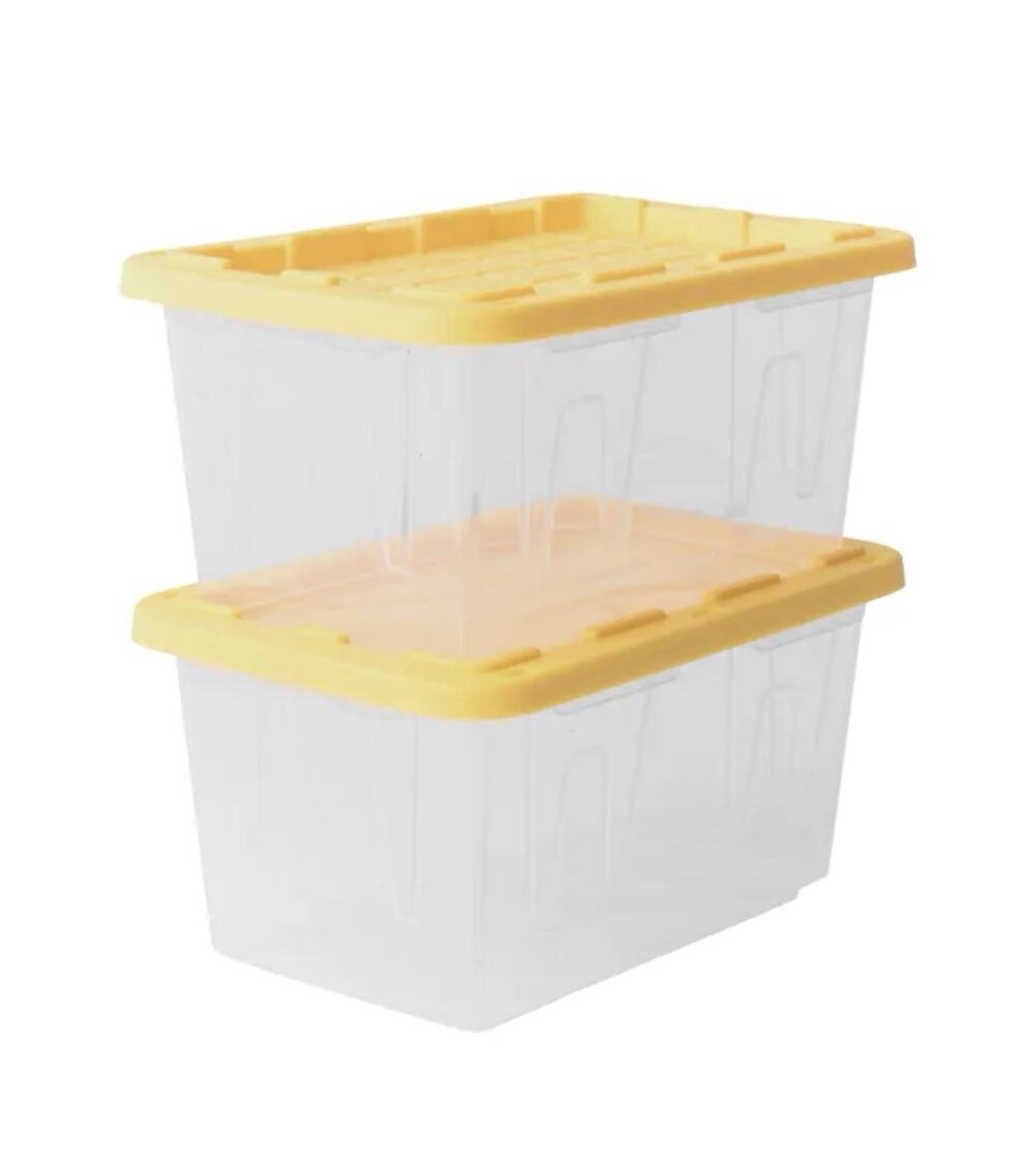 Lowe's Teeny Tote MINI Clear Plastic Totes with Yellow Lids Storage X Small NEW